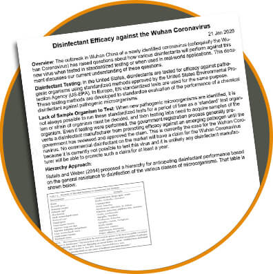 Disinfectant Efficacy against the Wuhan Coronavirus Disinfectant Efficacy against the Wuhan Coronavirus