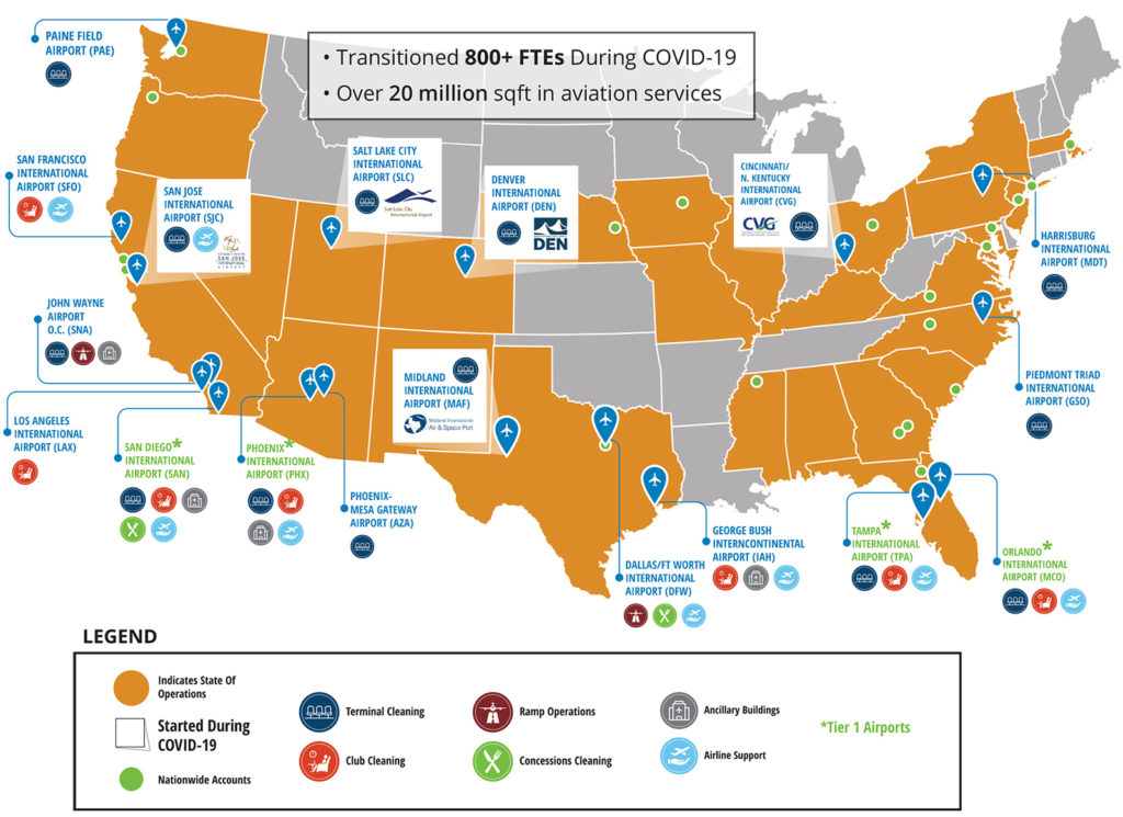 Airport Services Transitions US Map Airport Services Transitions US Map