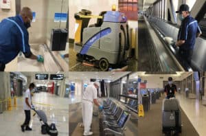 Janitors Cleaning Airport Facility