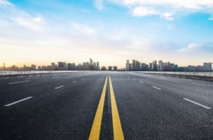 Empty Road Buildings Horizon Video