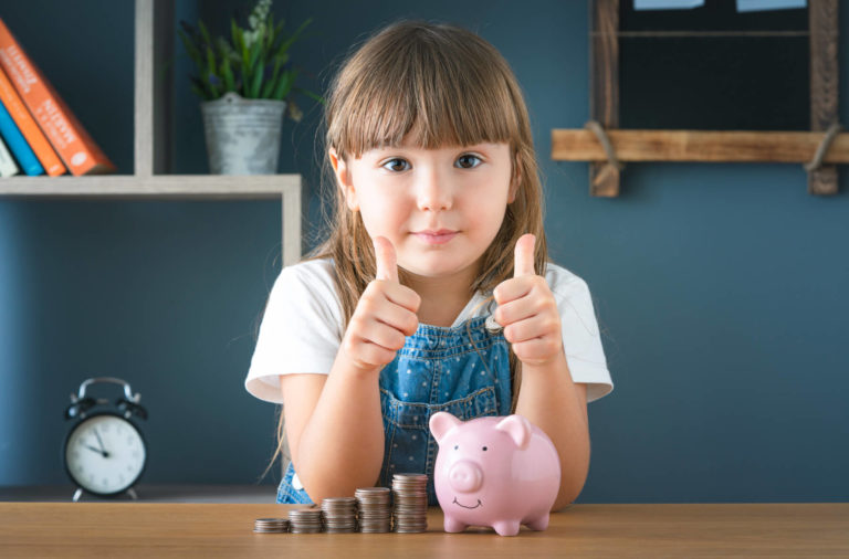 Child Saving Money Thumbs Up