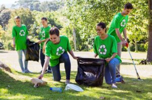 Earth Day Activists Picking Up Trash