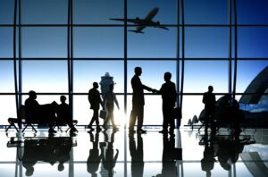 Conference at Airport Shaking Hands