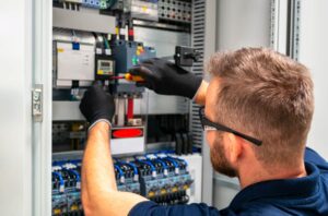Building Engineer Working on Electrical Board