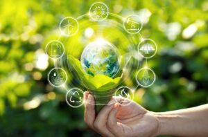 Hand holding the Earth a Sustainable Concept