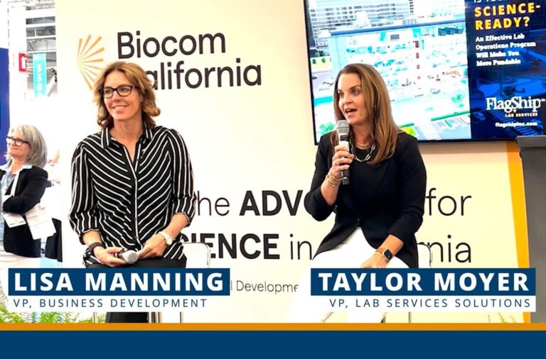 Taylor Moyer and Lisa Manning at Biocom 2023 Taylor Moyer and Lisa Manning at Biocom 2023