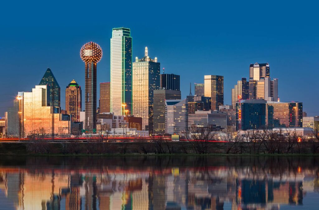 Dallas Skyline Reflection Trinity River